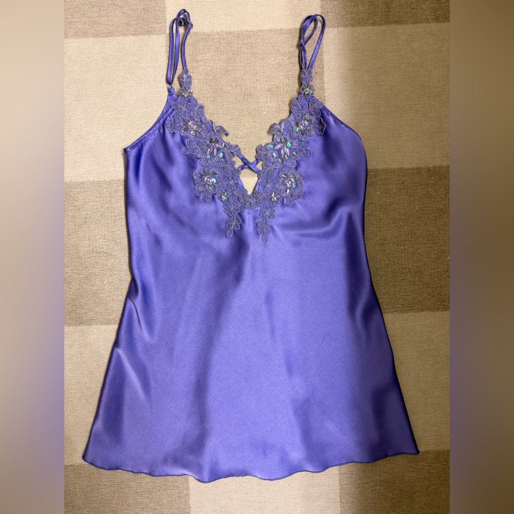 Purple Lace-Trimmed Mini Dress